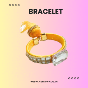 Elegant Yellow Thread Bracelet with Kundan Stone Work