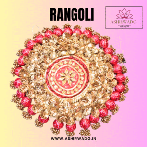 Royal Zari Floral Rangoli Decoration – Handcrafted Elegance