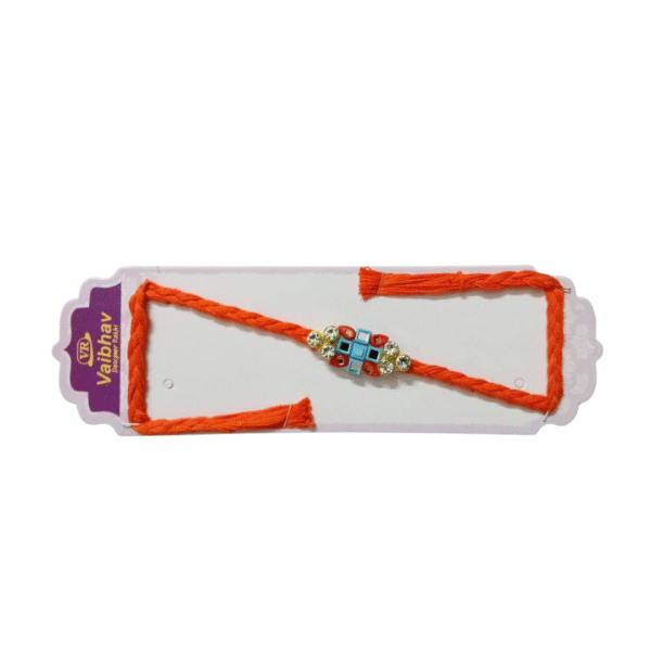 Orange Thread Rakhi Kundan Work