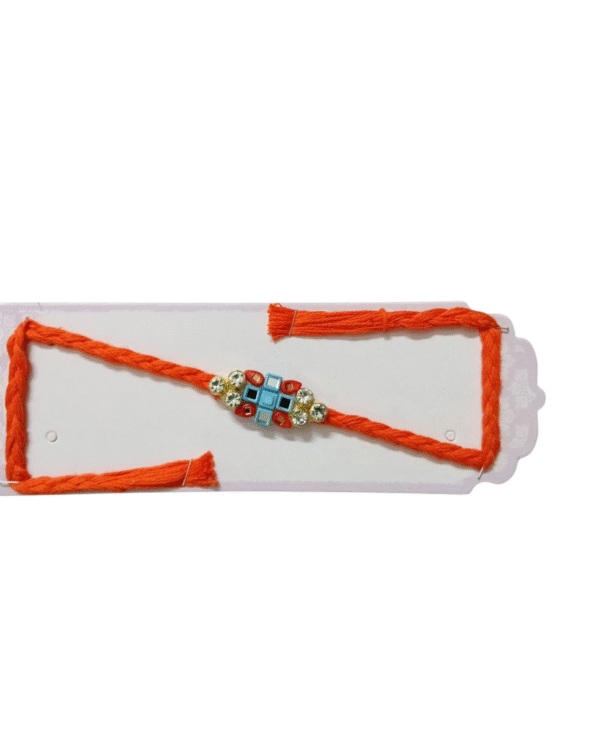 Orange Thread Rakhi Kundan Work - Image 3